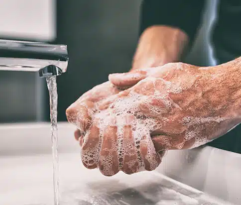 washing hands soap and water